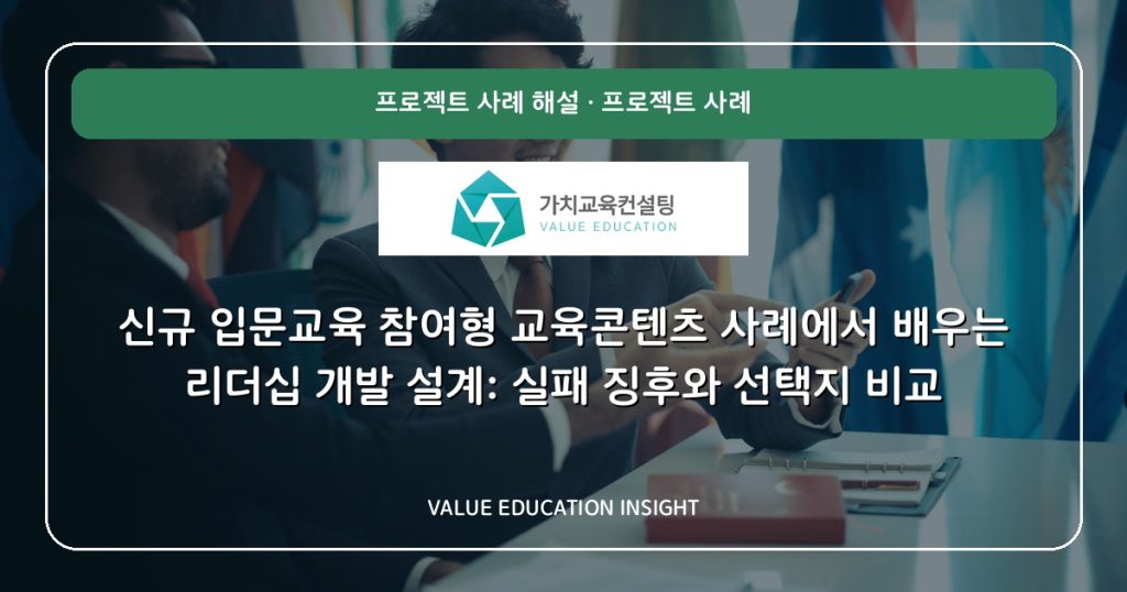 신규 입문교육 참여형 교육콘텐츠 사례에서 배우는 리더십 개발 설계: 실패 징후와 선택지 비교