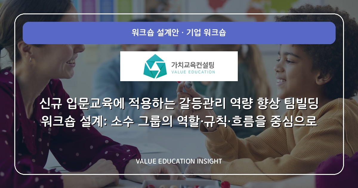 신규 입문교육에 적용하는 갈등관리 역량 향상 팀빌딩 워크숍 설계: 소수 그룹의 역할·규칙·흐름을 중심으로