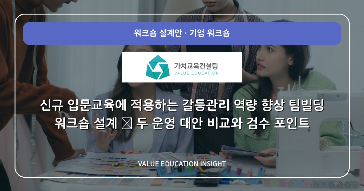 신규 입문교육에 적용하는 갈등관리 역량 향상 팀빌딩 워크숍 설계 — 두 운영 대안 비교와 검수 포인트