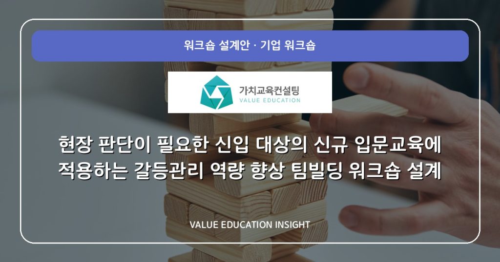 현장 판단이 필요한 신입 대상의 신규 입문교육에 적용하는 갈등관리 역량 향상 팀빌딩 워크숍 설계
