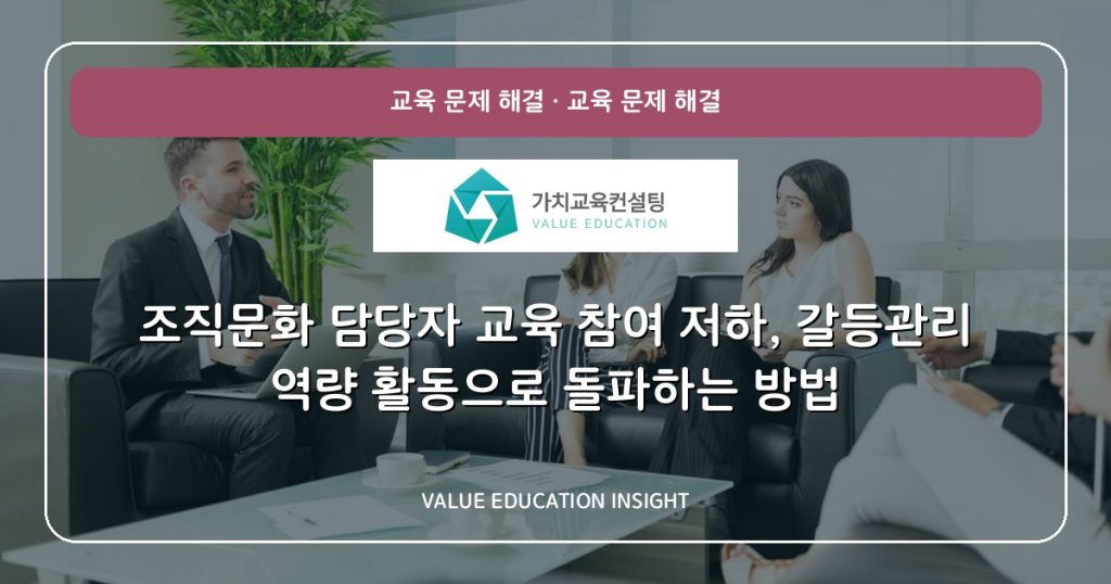 조직문화 담당자 교육 참여 저하, 갈등관리 역량 활동으로 돌파하는 방법