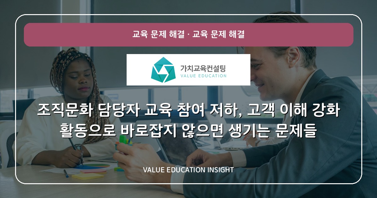 조직문화 담당자 교육 참여 저하, 고객 이해 강화 활동으로 바로잡지 않으면 생기는 문제들