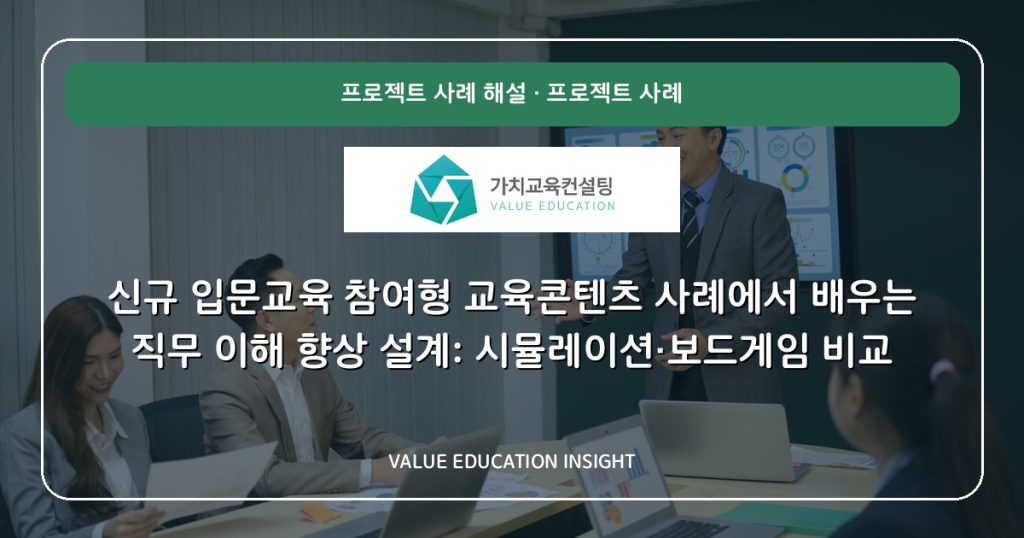 신규 입문교육 참여형 교육콘텐츠 사례에서 배우는 직무 이해 향상 설계: 시뮬레이션·보드게임 비교