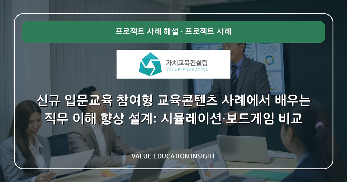 신규 입문교육 참여형 교육콘텐츠 사례에서 배우는 직무 이해 향상 설계: 시뮬레이션·보드게임 비교