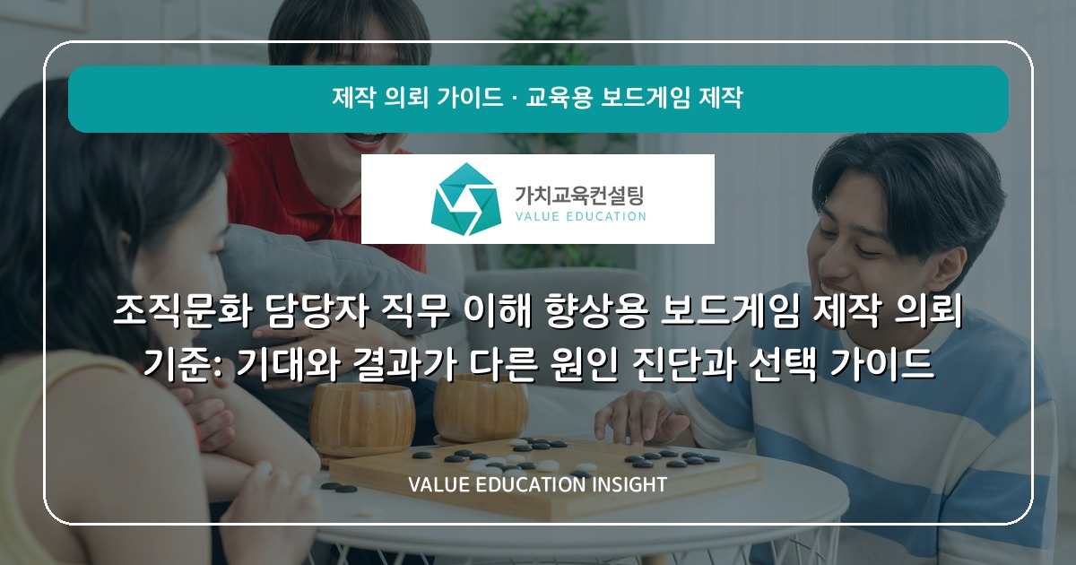조직문화 담당자 직무 이해 향상용 보드게임 제작 의뢰 기준: 기대와 결과가 다른 원인 진단과 선택 가이드