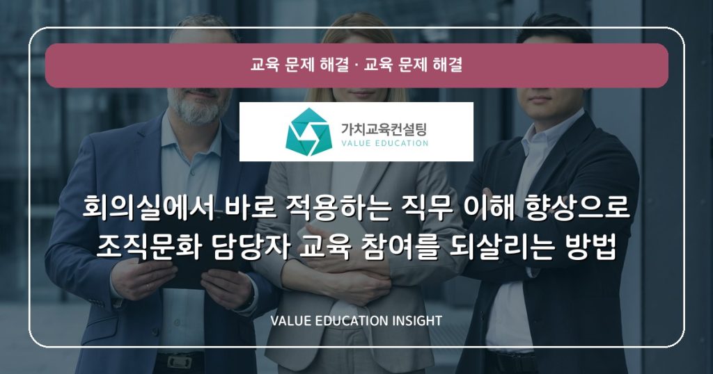 회의실에서 바로 적용하는 직무 이해 향상으로 조직문화 담당자 교육 참여를 되살리는 방법
