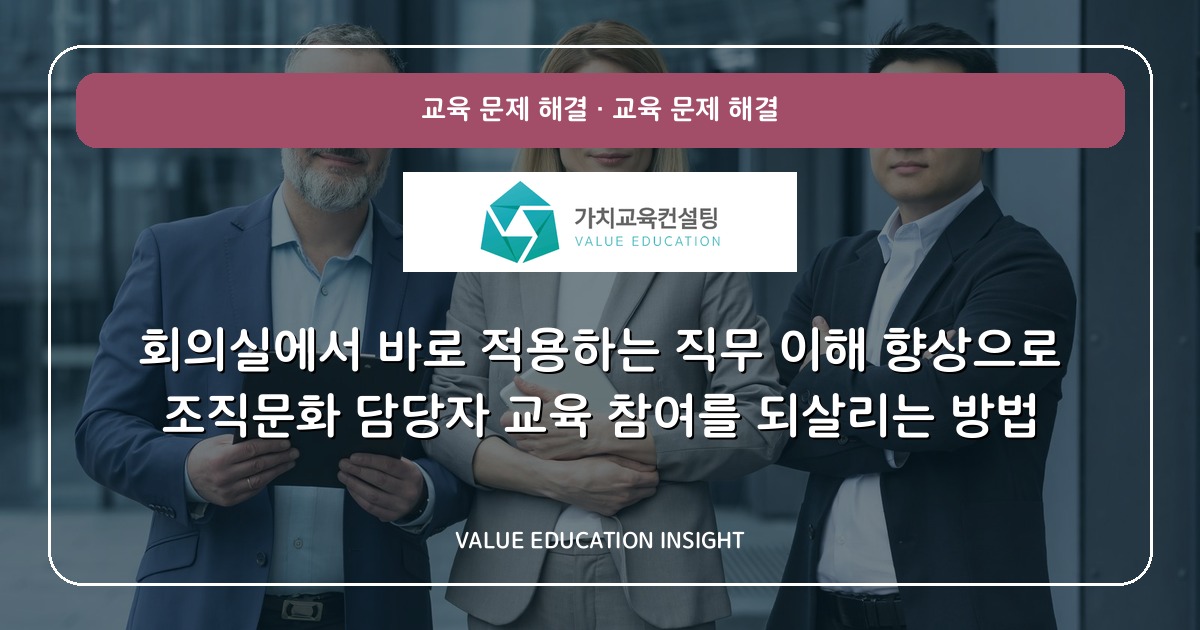 회의실에서 바로 적용하는 직무 이해 향상으로 조직문화 담당자 교육 참여를 되살리는 방법