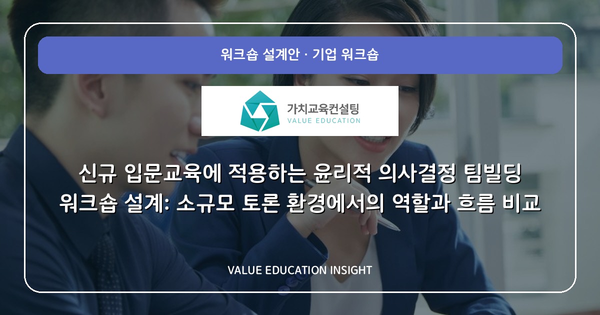 신규 입문교육에 적용하는 윤리적 의사결정 팀빌딩 워크숍 설계: 소규모 토론 환경에서의 역할과 흐름 비교