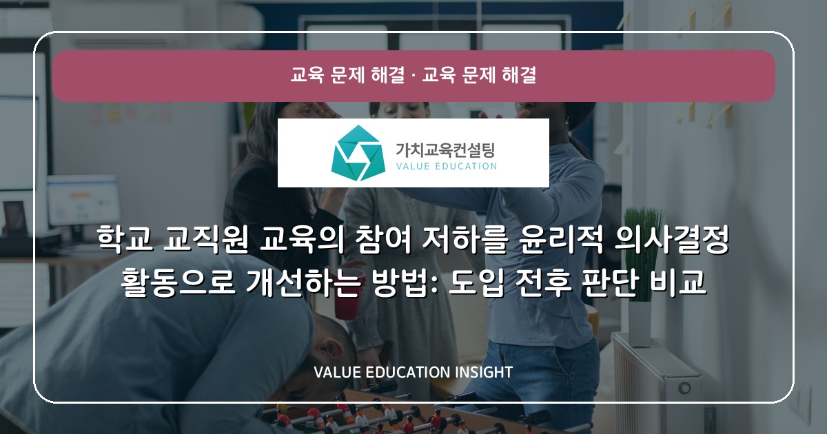 학교 교직원 교육의 참여 저하를 윤리적 의사결정 활동으로 개선하는 방법: 도입 전후 판단 비교