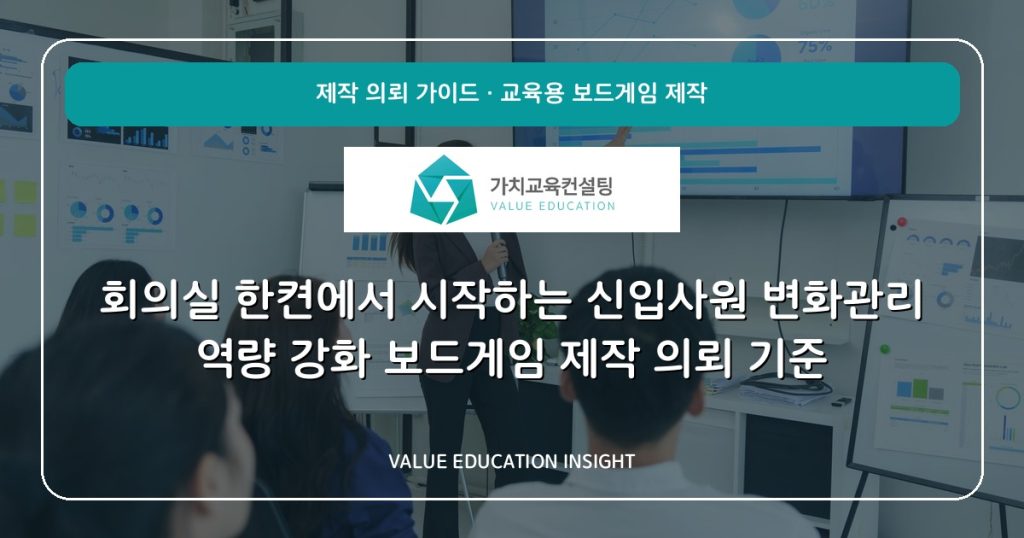 회의실 한켠에서 시작하는 신입사원 변화관리 역량 강화 보드게임 제작 의뢰 기준