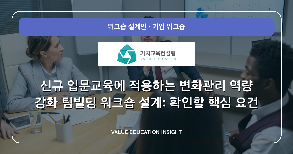 신규 입문교육에 적용하는 변화관리 역량 강화 팀빌딩 워크숍 설계: 확인할 핵심 요건