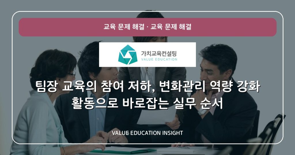 팀장 교육의 참여 저하, 변화관리 역량 강화 활동으로 바로잡는 실무 순서