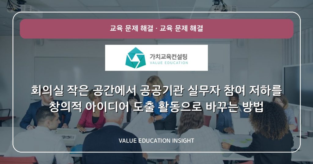 회의실 작은 공간에서 공공기관 실무자 참여 저하를 창의적 아이디어 도출 활동으로 바꾸는 방법