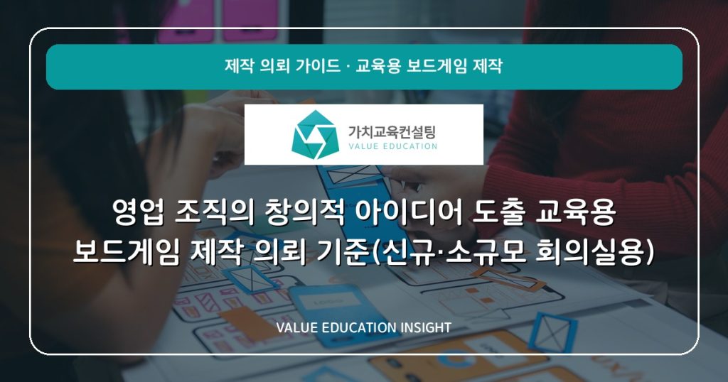영업 조직의 창의적 아이디어 도출 교육용 보드게임 제작 의뢰 기준(신규·소규모 회의실용)