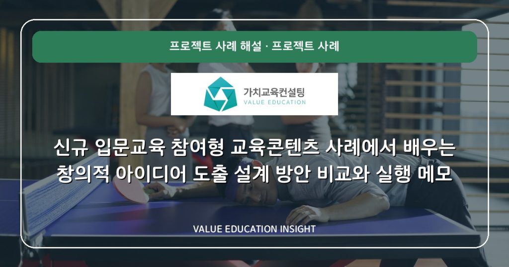신규 입문교육 참여형 교육콘텐츠 사례에서 배우는 창의적 아이디어 도출 설계 방안 비교와 실행 메모