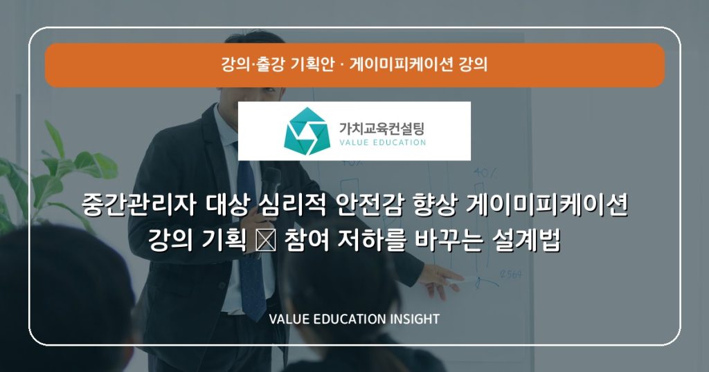 중간관리자 대상 심리적 안전감 향상 게이미피케이션 강의 기획 — 참여 저하를 바꾸는 설계법