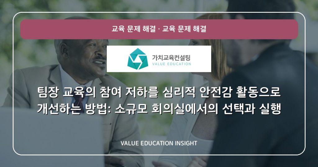 팀장 교육의 참여 저하를 심리적 안전감 활동으로 개선하는 방법: 소규모 회의실에서의 선택과 실행