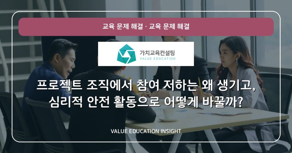 프로젝트 조직에서 참여 저하는 왜 생기고, 심리적 안전 활동으로 어떻게 바꿀까?
