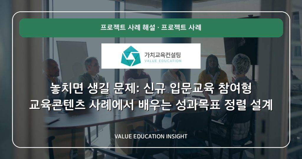 놓치면 생길 문제: 신규 입문교육 참여형 교육콘텐츠 사례에서 배우는 성과목표 정렬 설계
