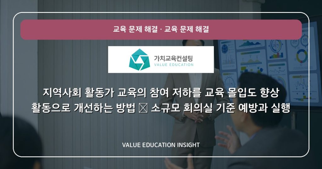 지역사회 활동가 교육의 참여 저하를 교육 몰입도 향상 활동으로 개선하는 방법 — 소규모 회의실 기준 예방과 실행