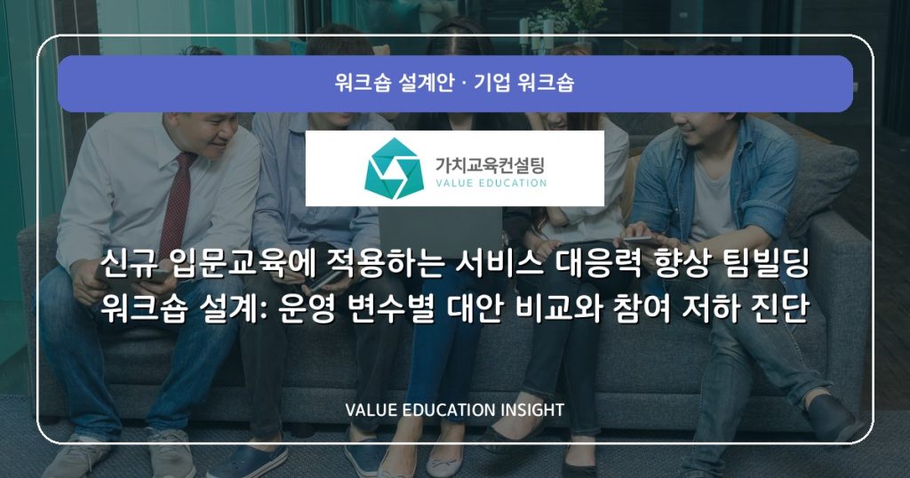 신규 입문교육에 적용하는 서비스 대응력 향상 팀빌딩 워크숍 설계: 운영 변수별 대안 비교와 참여 저하 진단