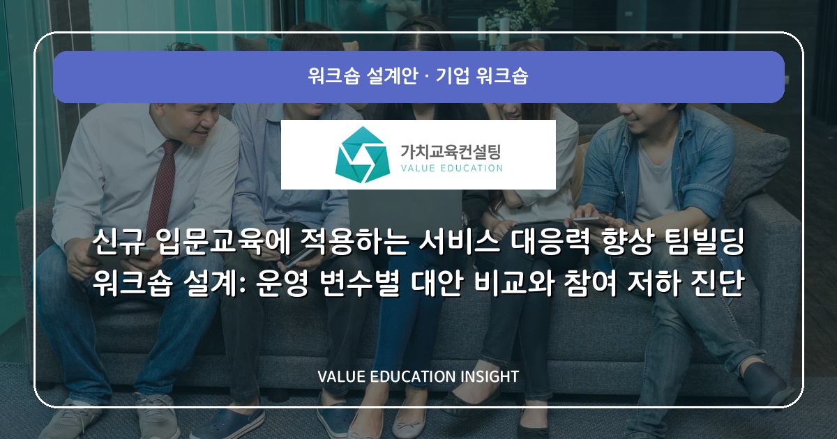 신규 입문교육에 적용하는 서비스 대응력 향상 팀빌딩 워크숍 설계: 운영 변수별 대안 비교와 참여 저하 진단