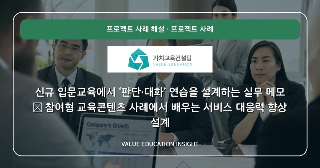 신규 입문교육에서 ‘판단·대화’ 연습을 설계하는 실무 메모 — 참여형 교육콘텐츠 사례에서 배우는 서비스 대응력 향상 설계