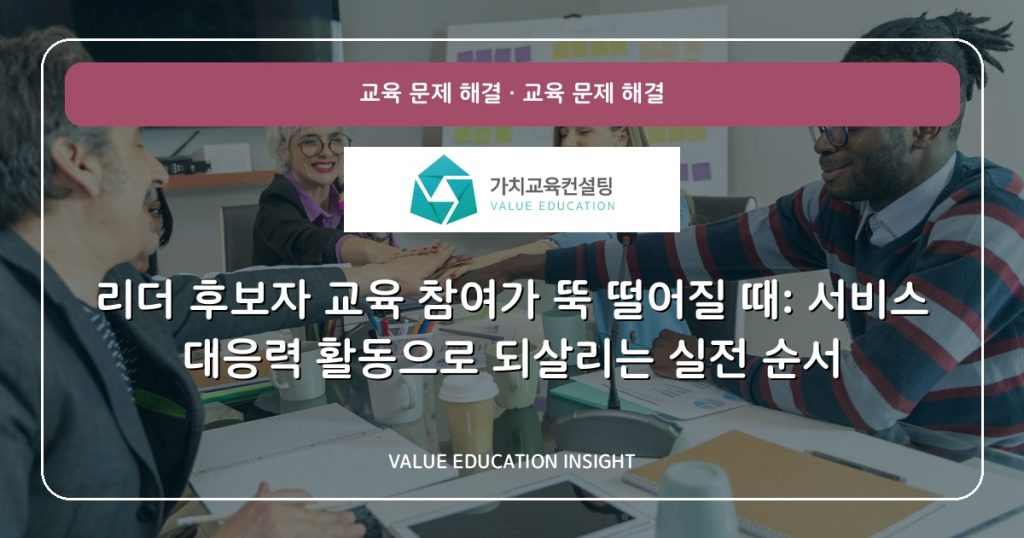 리더 후보자 교육 참여가 뚝 떨어질 때: 서비스 대응력 활동으로 되살리는 실전 순서