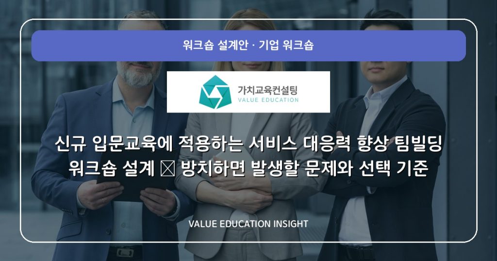 신규 입문교육에 적용하는 서비스 대응력 향상 팀빌딩 워크숍 설계 — 방치하면 발생할 문제와 선택 기준