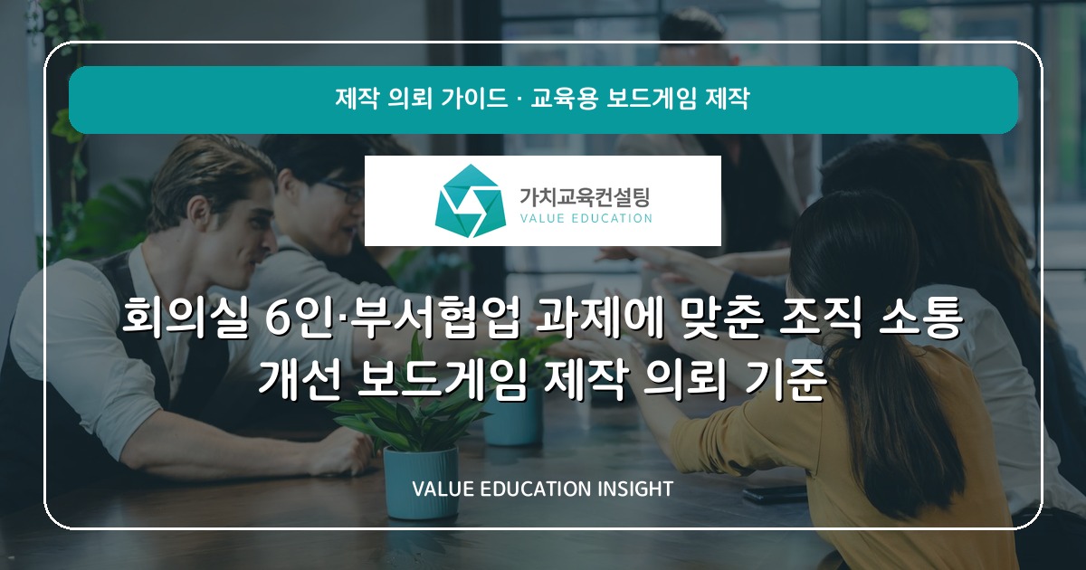 회의실 6인·부서협업 과제에 맞춘 조직 소통 개선 보드게임 제작 의뢰 기준