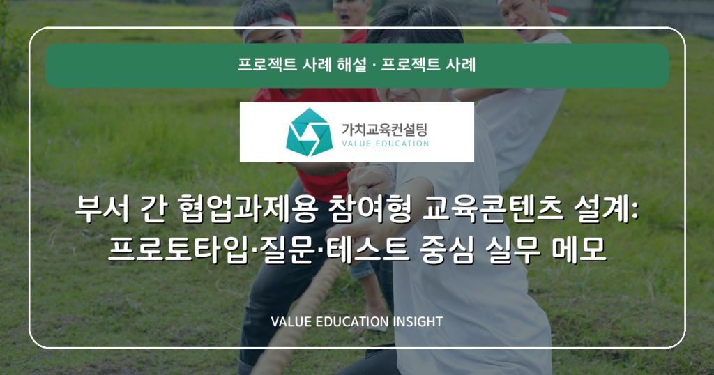 부서 간 협업과제용 참여형 교육콘텐츠 설계: 프로토타입·질문·테스트 중심 실무 메모