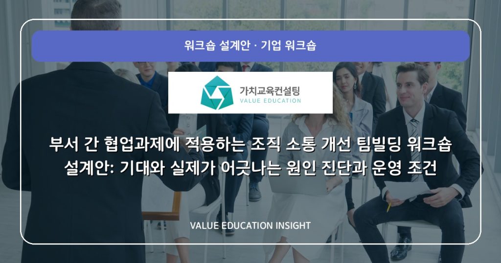 부서 간 협업과제에 적용하는 조직 소통 개선 팀빌딩 워크숍 설계안: 기대와 실제가 어긋나는 원인 진단과 운영 조건
