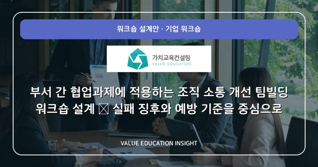 부서 간 협업과제에 적용하는 조직 소통 개선 팀빌딩 워크숍 설계 — 실패 징후와 예방 기준을 중심으로