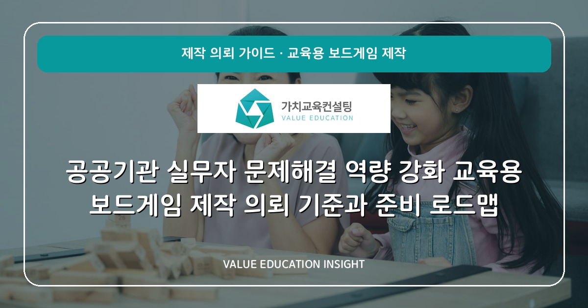 공공기관 실무자 문제해결 역량 강화 교육용 보드게임 제작 의뢰 기준과 준비 로드맵