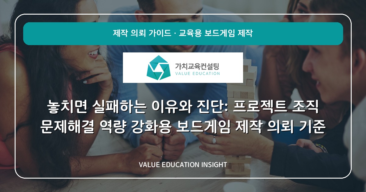 놓치면 실패하는 이유와 진단: 프로젝트 조직 문제해결 역량 강화용 보드게임 제작 의뢰 기준