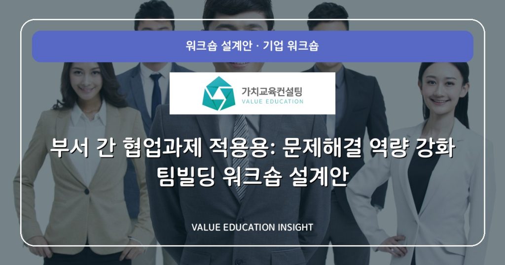 부서 간 협업과제 적용용: 문제해결 역량 강화 팀빌딩 워크숍 설계안