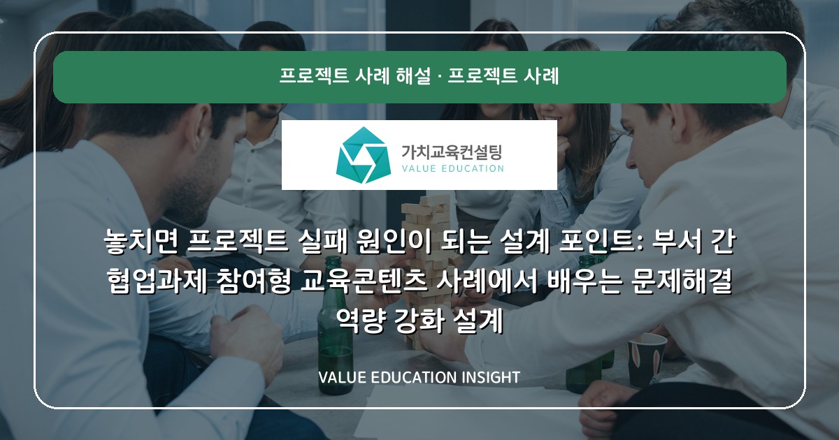 놓치면 프로젝트 실패 원인이 되는 설계 포인트: 부서 간 협업과제 참여형 교육콘텐츠 사례에서 배우는 문제해결 역량 강화 설계