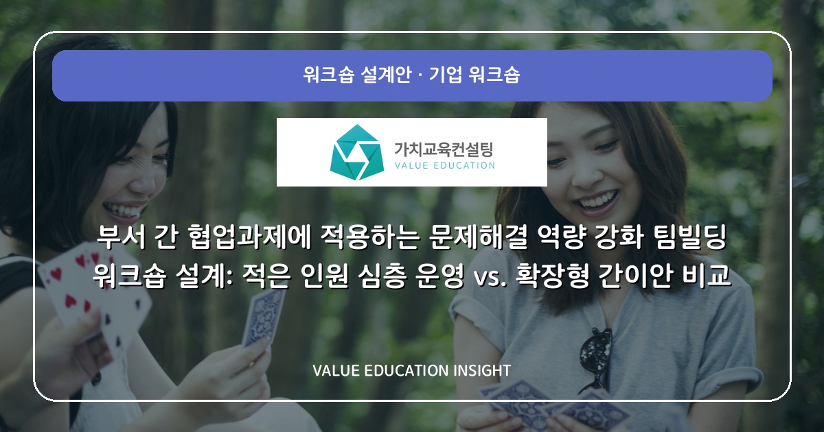부서 간 협업과제에 적용하는 문제해결 역량 강화 팀빌딩 워크숍 설계: 적은 인원 심층 운영 vs. 확장형 간이안 비교