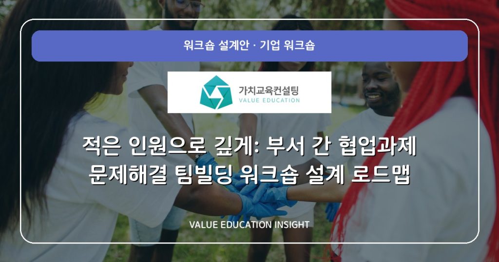 적은 인원으로 깊게: 부서 간 협업과제 문제해결 팀빌딩 워크숍 설계 로드맵