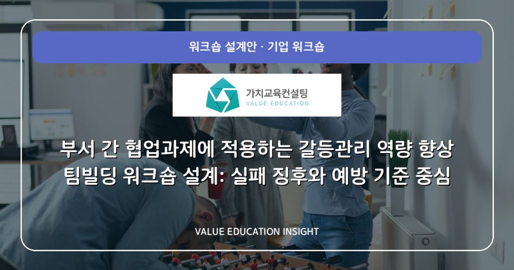 부서 간 협업과제에 적용하는 갈등관리 역량 향상 팀빌딩 워크숍 설계: 실패 징후와 예방 기준 중심