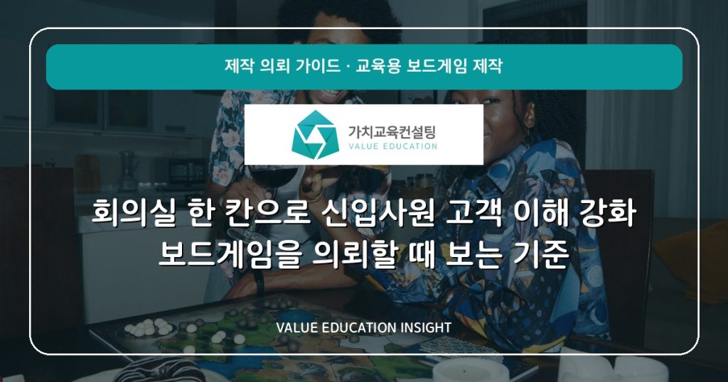 회의실 한 칸으로 신입사원 고객 이해 강화 보드게임을 의뢰할 때 보는 기준