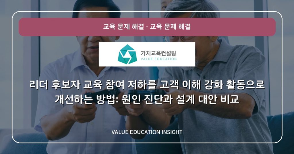 리더 후보자 교육 참여 저하를 고객 이해 강화 활동으로 개선하는 방법: 원인 진단과 설계 대안 비교