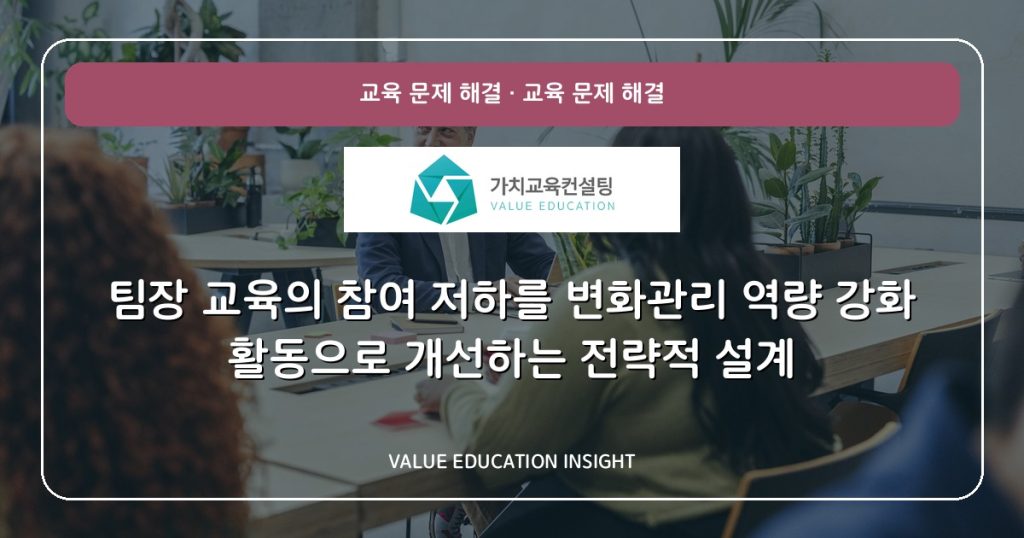 팀장 교육의 참여 저하를 변화관리 역량 강화 활동으로 개선하는 전략적 설계