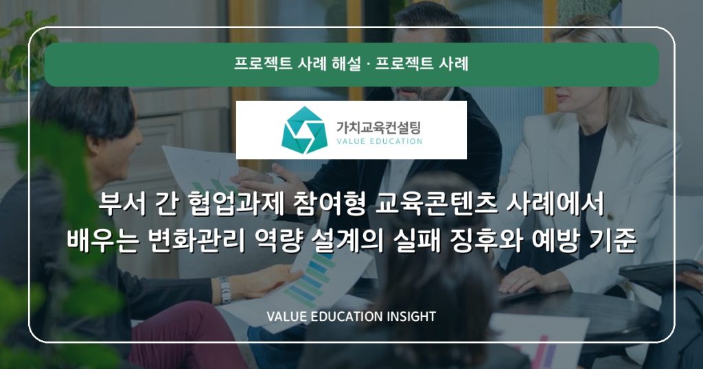 부서 간 협업과제 참여형 교육콘텐츠 사례에서 배우는 변화관리 역량 설계의 실패 징후와 예방 기준
