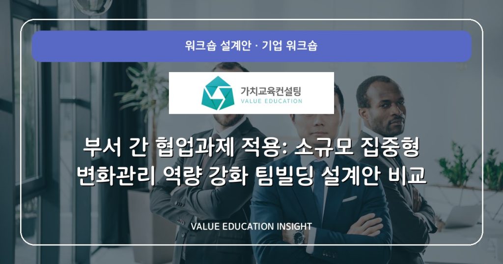 부서 간 협업과제 적용: 소규모 집중형 변화관리 역량 강화 팀빌딩 설계안 비교