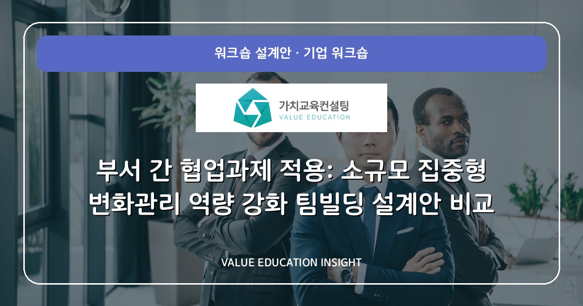 부서 간 협업과제 적용: 소규모 집중형 변화관리 역량 강화 팀빌딩 설계안 비교