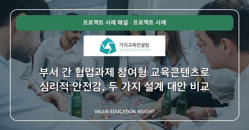 부서 간 협업과제 참여형 교육콘텐츠로 심리적 안전감, 두 가지 설계 대안 비교