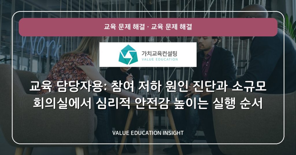 교육 담당자용: 참여 저하 원인 진단과 소규모 회의실에서 심리적 안전감 높이는 실행 순서