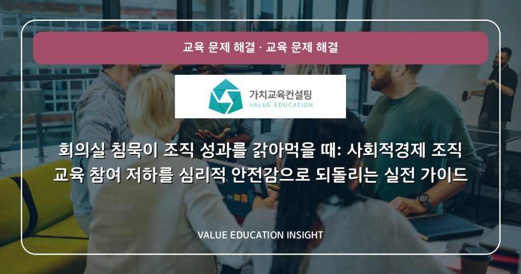 회의실 침묵이 조직 성과를 갉아먹을 때: 사회적경제 조직 교육 참여 저하를 심리적 안전감으로 되돌리는 실전 가이드