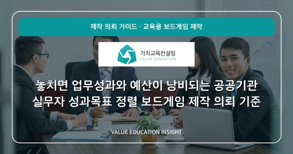 놓치면 업무성과와 예산이 낭비되는 공공기관 실무자 성과목표 정렬 보드게임 제작 의뢰 기준